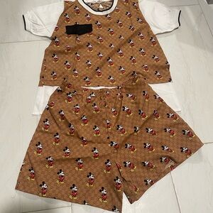 Kids Brown Mickey Mouse Pajama Set